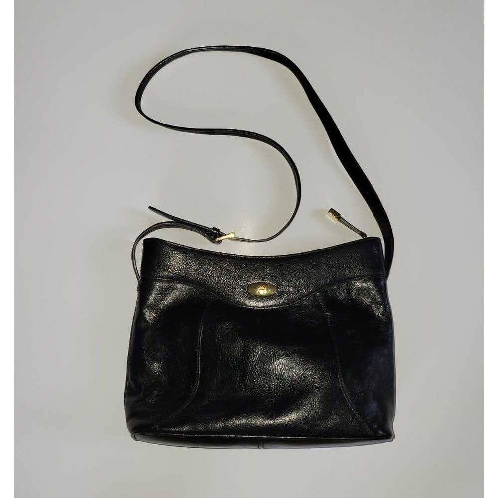 Etienne Aigner  Zip Top Black Leather convertible shoulder crossbody